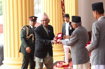 IMAGE on award to Jagdish Prasad Agrawal from President of Nepal