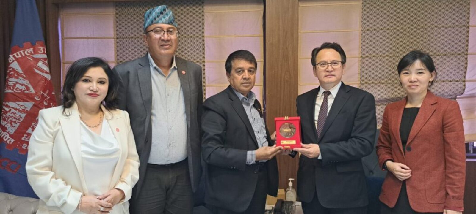 FNCCI President Chandra Prasad Dhakal with Mongolian Ambassador His Excellency Ganbold Dambajav