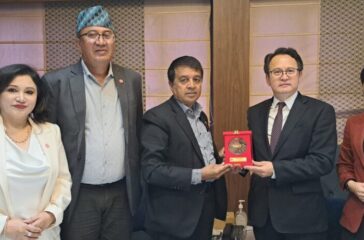 FNCCI President Chandra Prasad Dhakal with Mongolian Ambassador His Excellency Ganbold Dambajav