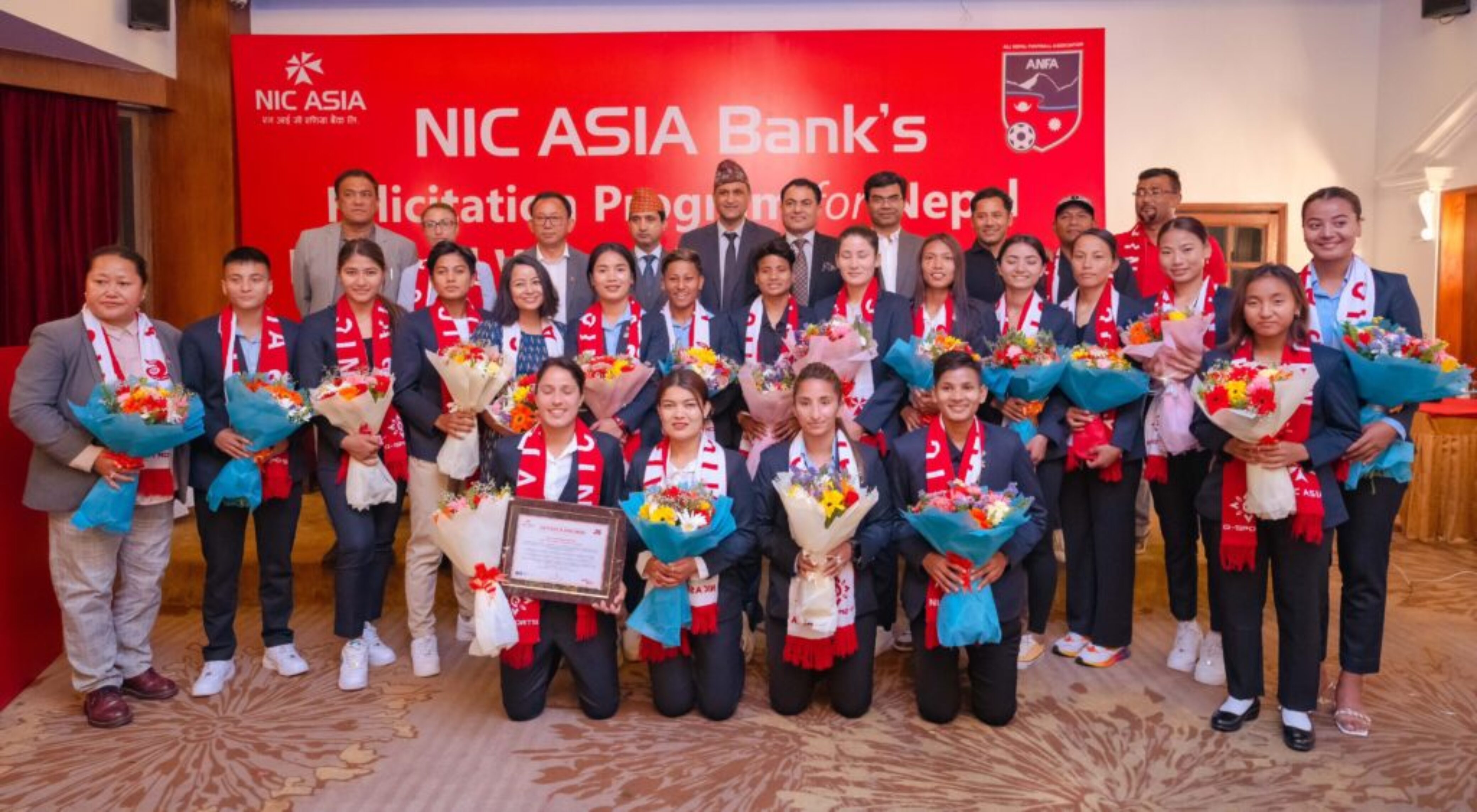 IMAGE on felicitation of Nepal Women's National football team