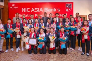 IMAGE on felicitation of Nepal Women's National football team